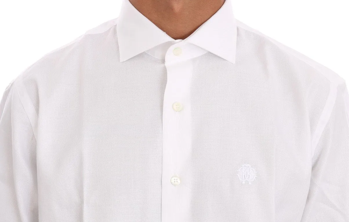 White Cotton Slim Fit Dress Shirt