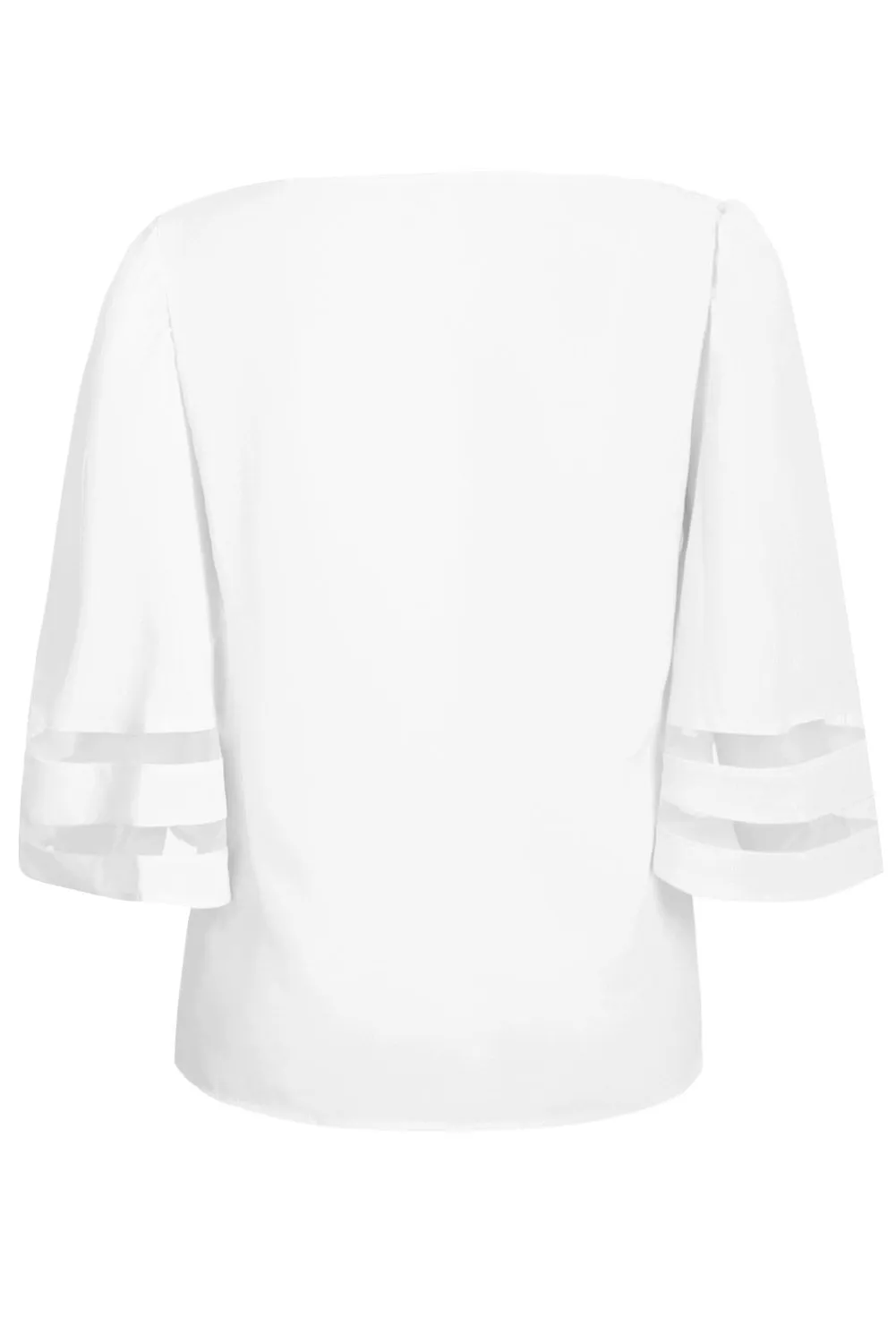 White Flare Sleeve V Neck Loose Blouse