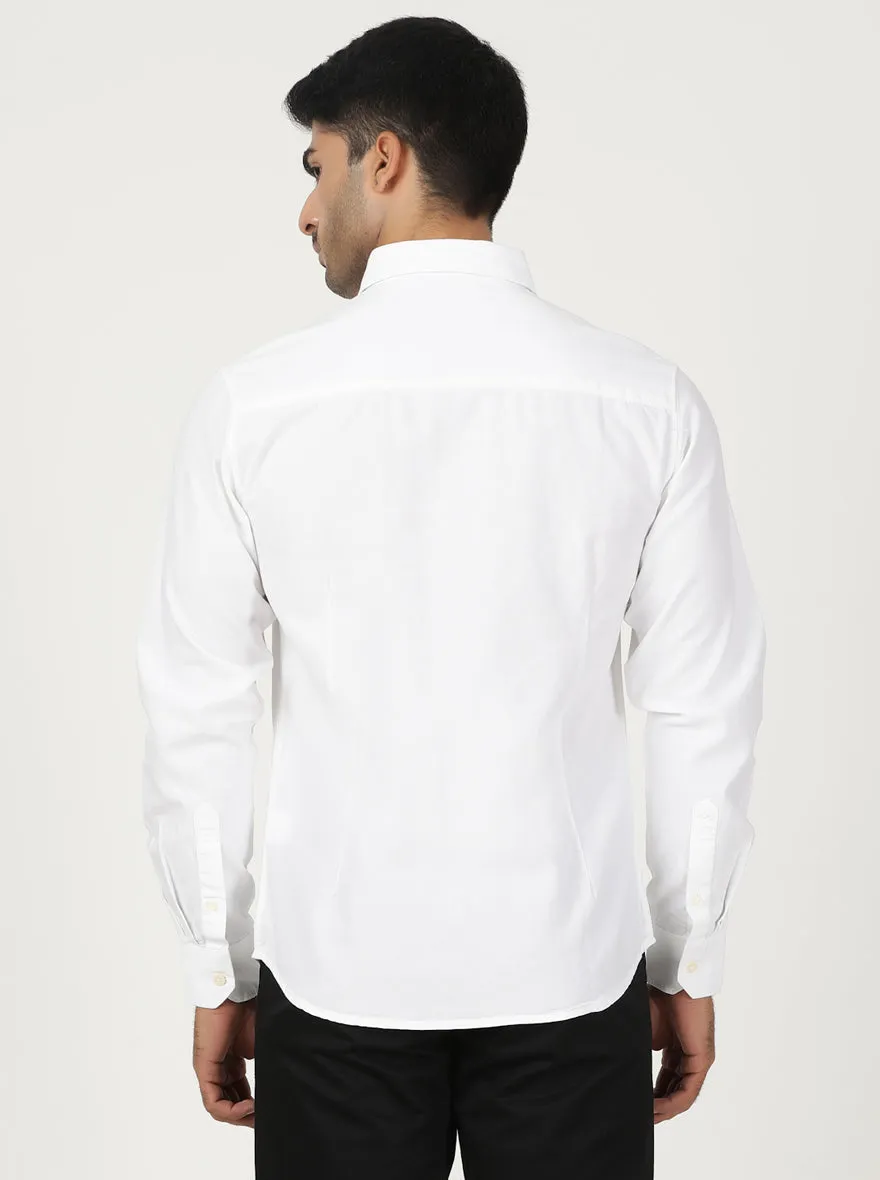 White Solid Slim Fit Casual Shirt | Greenfibre