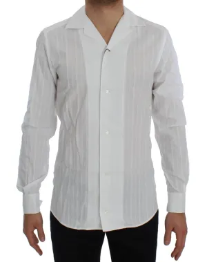 White Striped GOLD Slim Fit Cotton Shirt