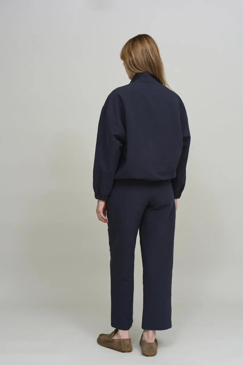wide neck jacket in navy blue