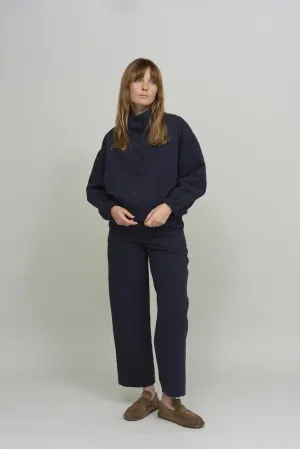 wide neck jacket in navy blue