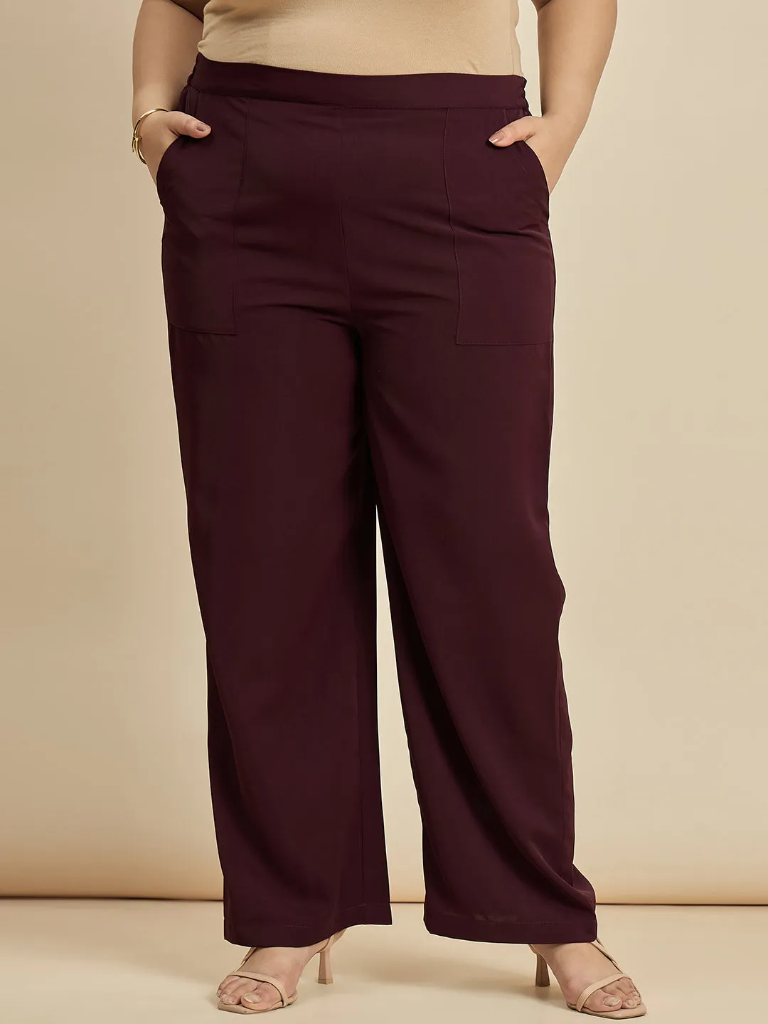 Wine Straight Fit Pants