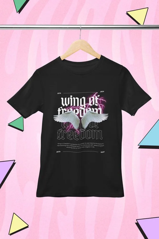 Wings of Freedom - Unisex Oversized Cotton Graphic Printed T-Shirt