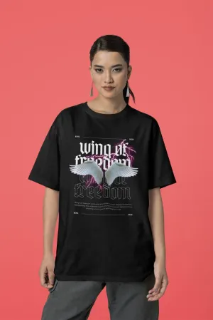 Wings of Freedom - Unisex Oversized Cotton Graphic Printed T-Shirt