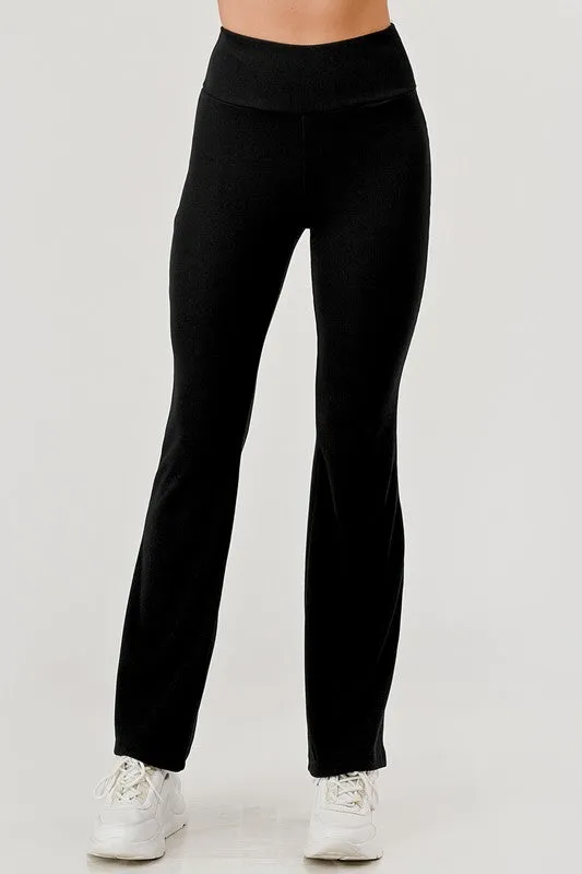 Womens Buttery Soft Fuzzy Sweater Knit Flare Pants