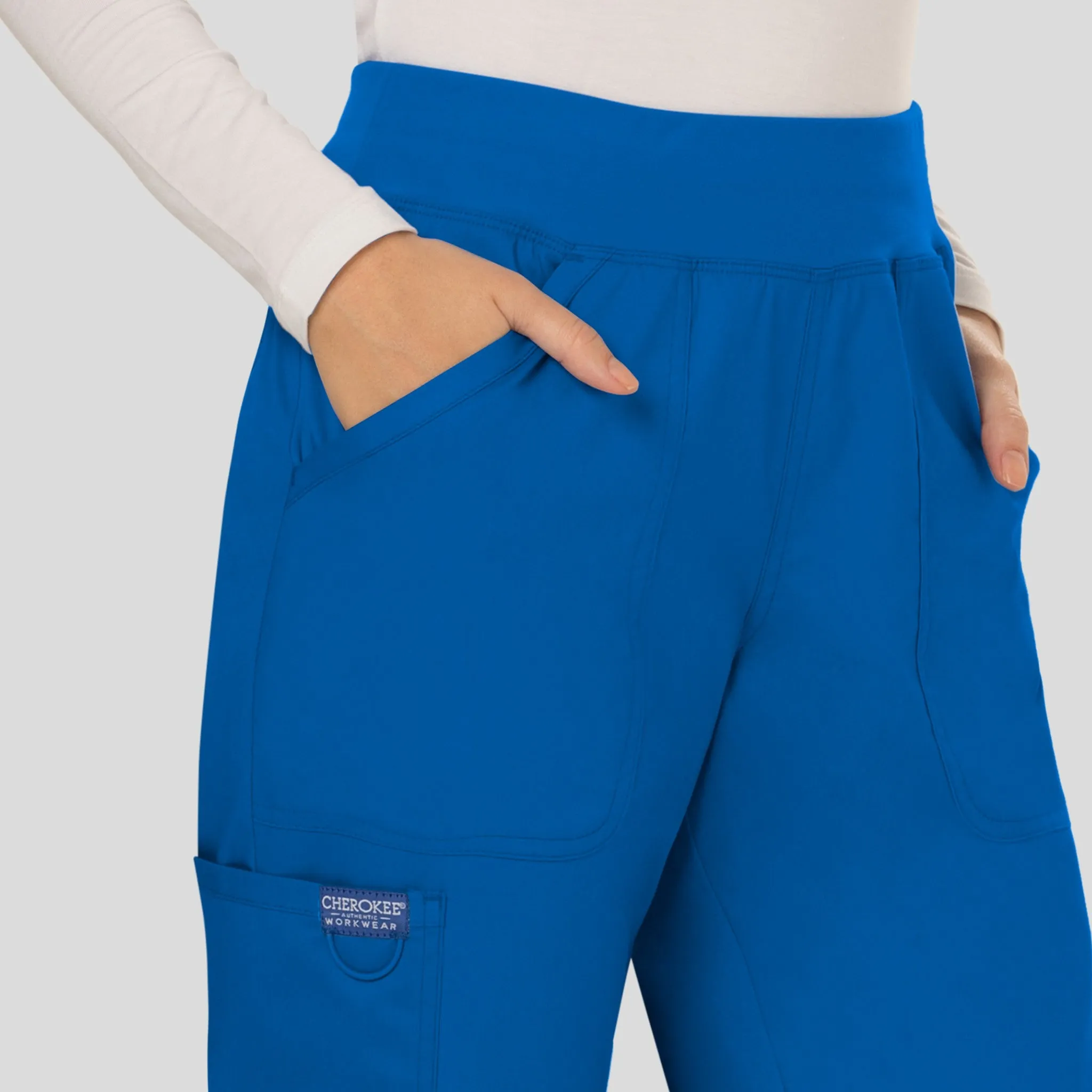 Women's Elastic Waistband Cargo Pull-On Scrub Pant | Royal