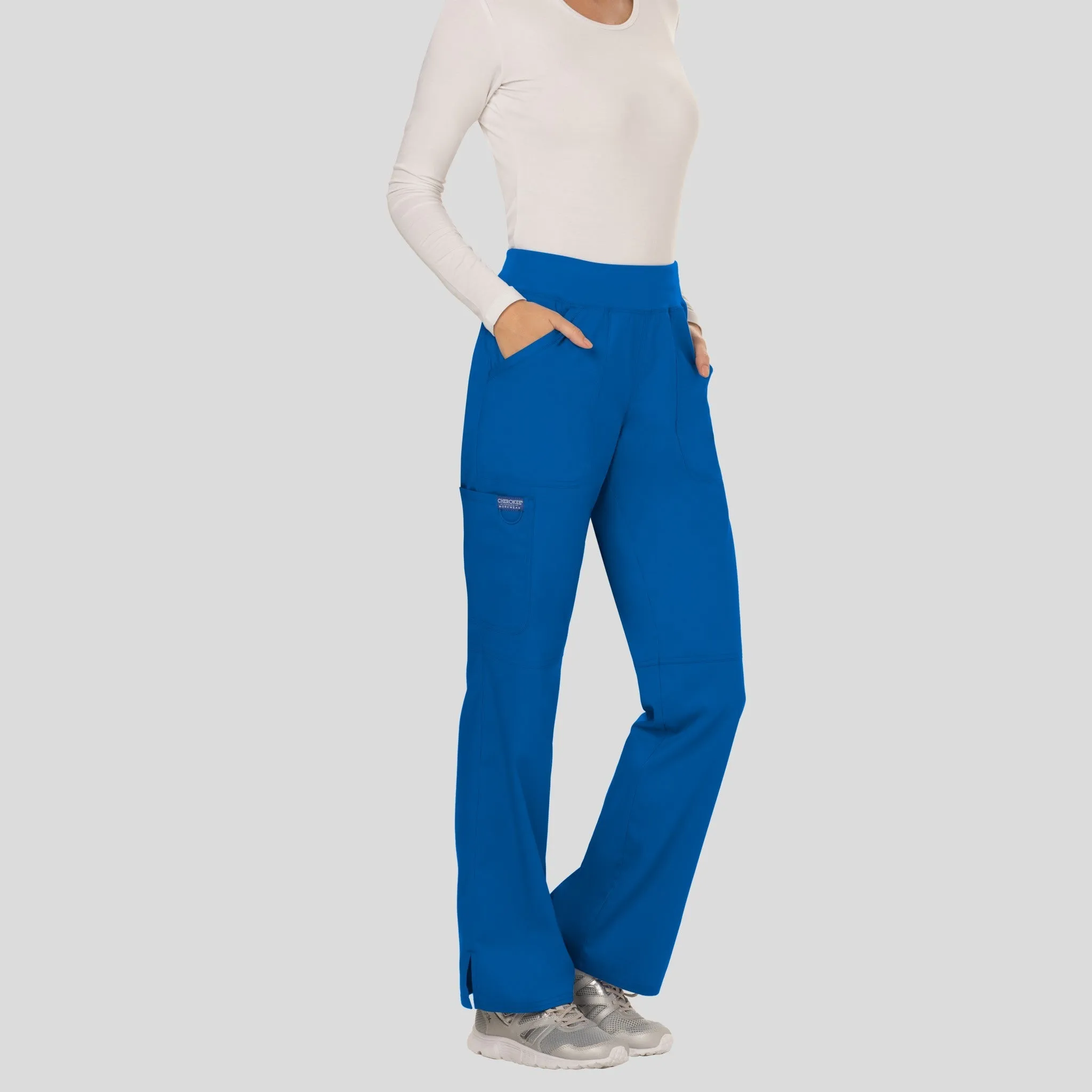 Women's Elastic Waistband Cargo Pull-On Scrub Pant | Royal