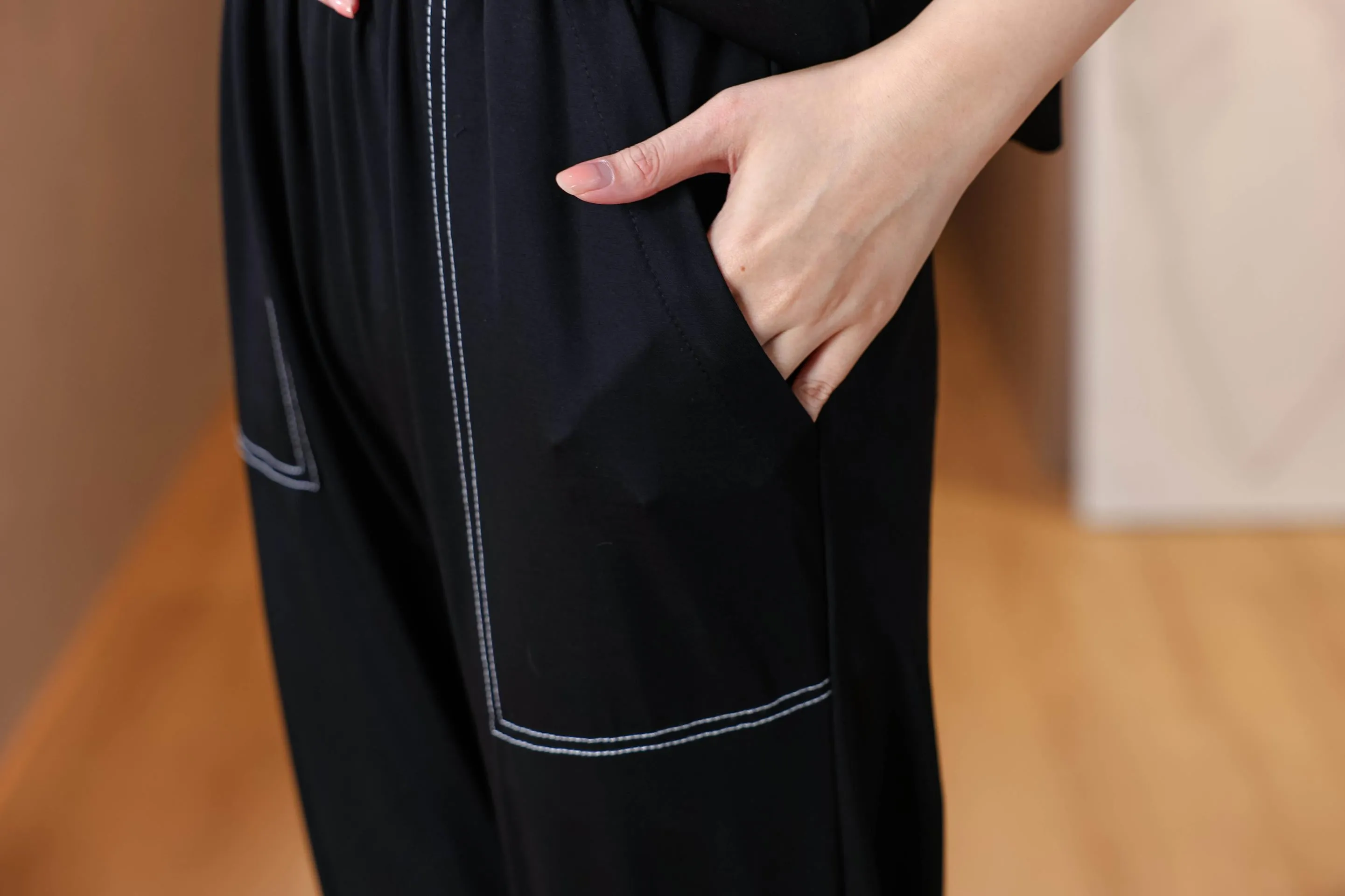 Women's Patchwork Design T-Shirt with a Round Neckline