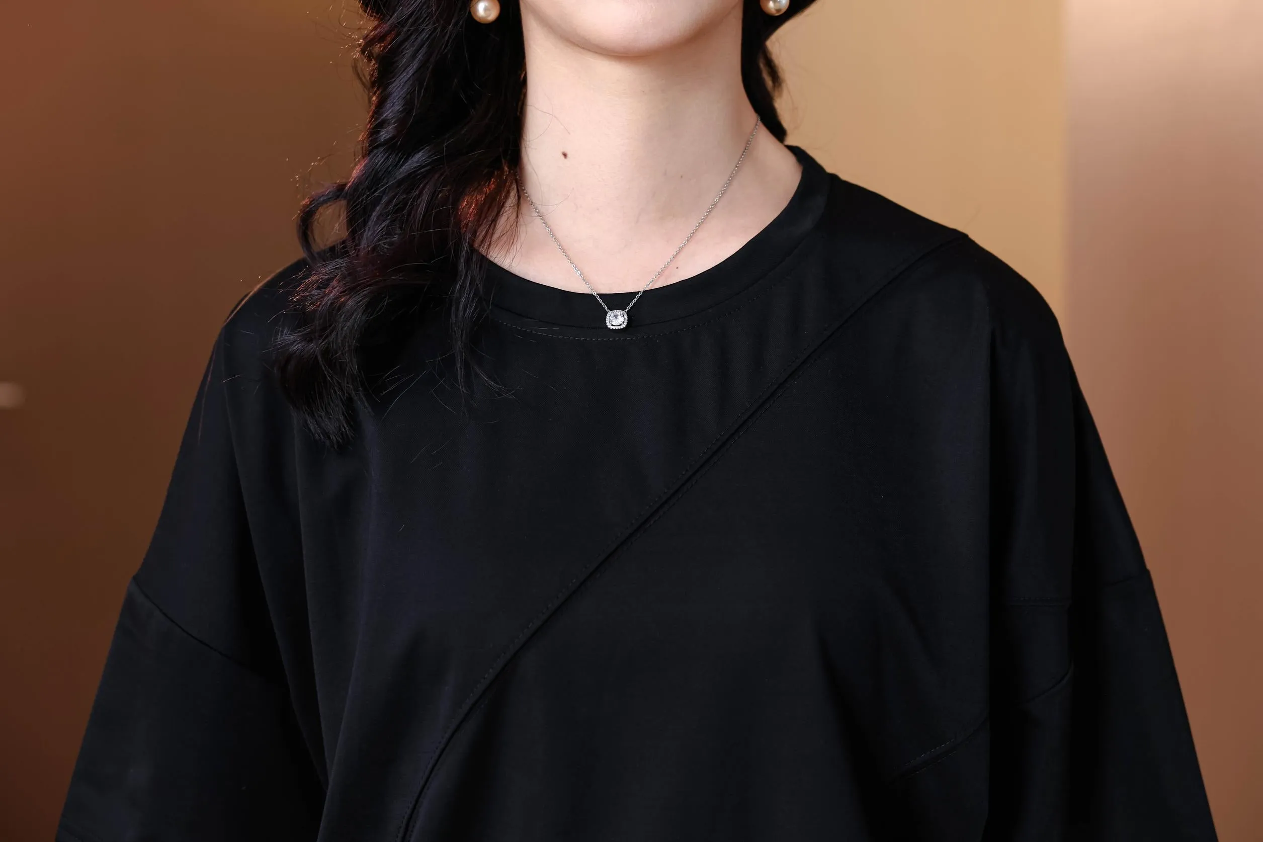 Women's Patchwork Design T-Shirt with a Round Neckline