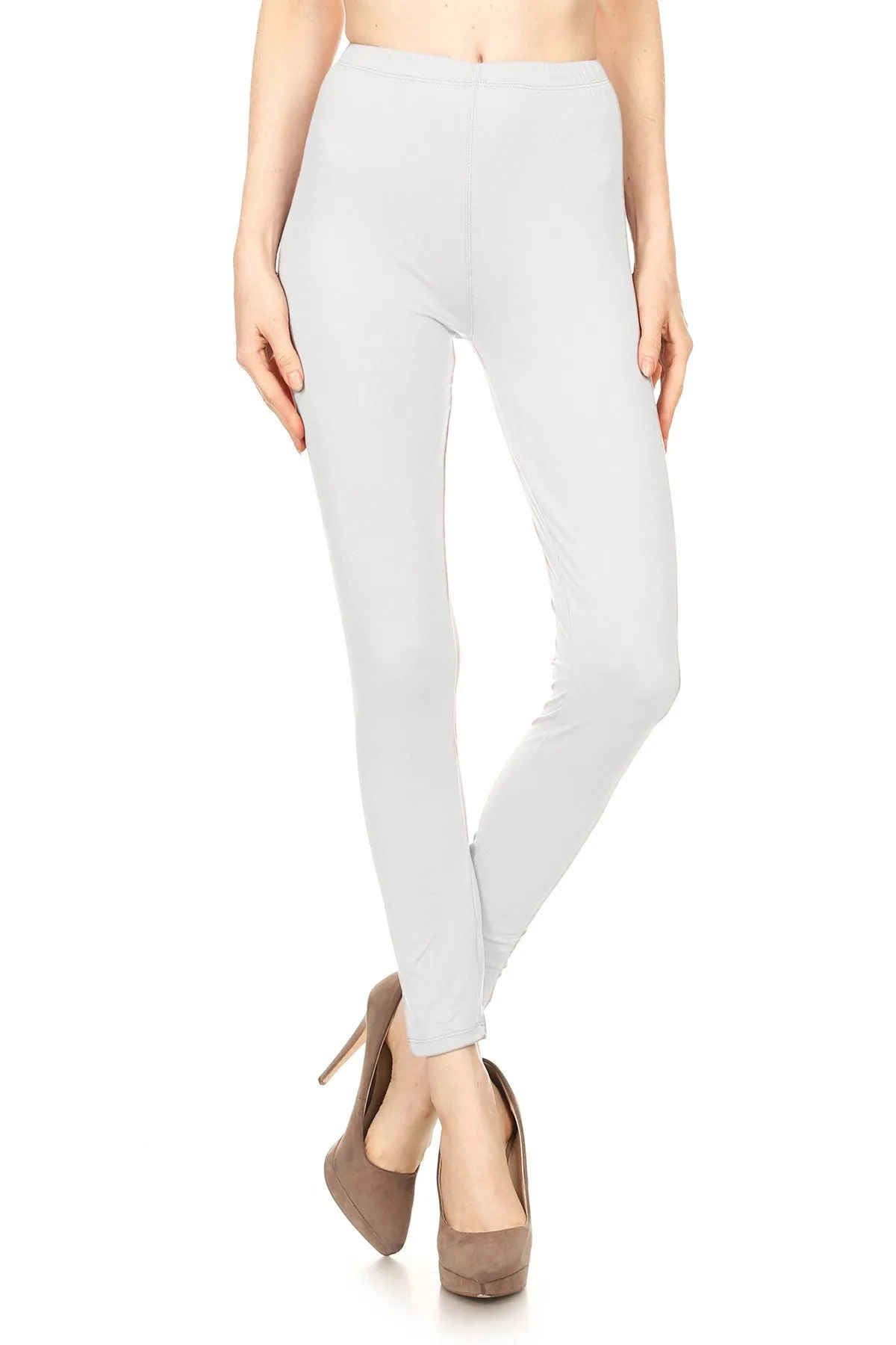 Women's Regular Solid Color Stretchable Peach Skins Fabric Leggings