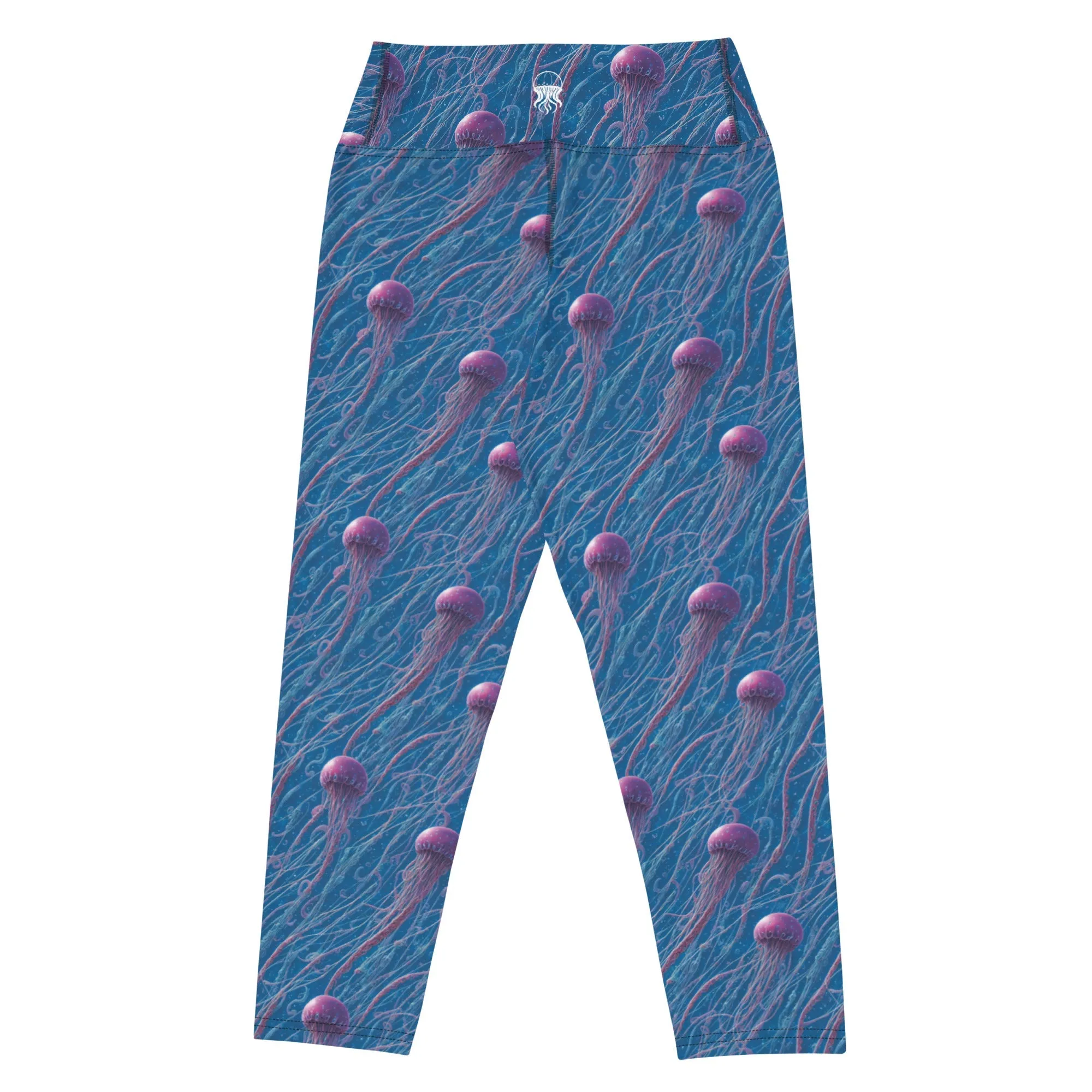 Yoga Capri Leggings Blue and Violet Jellyfishes