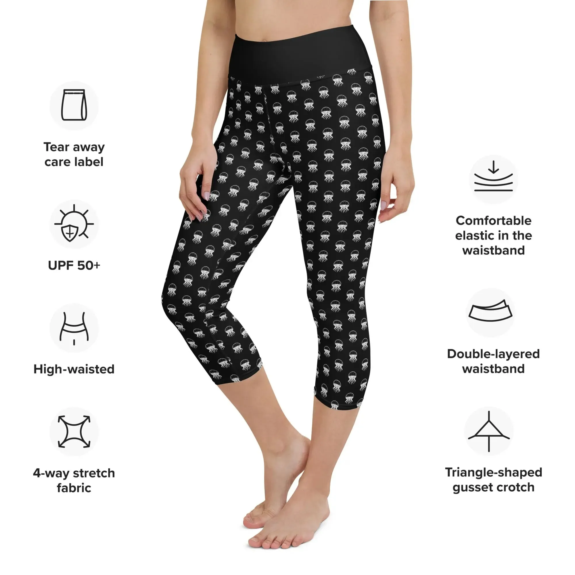 Yoga Capri Leggings Jellyfish Invaders