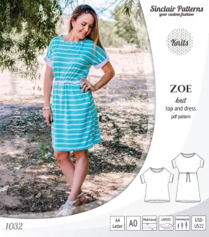 Zoe relaxed dolman knit top and drawstring dress (PDF)